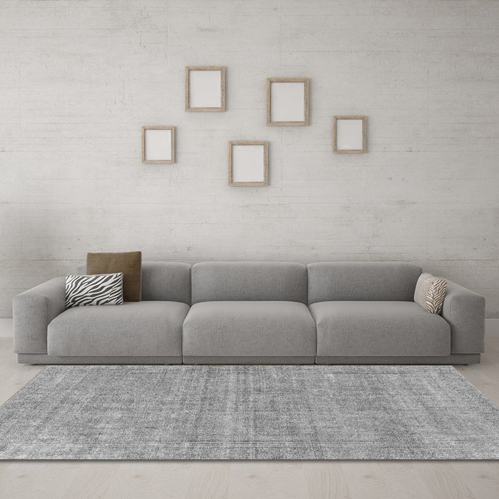 Machine Washable Abstract Gray Modern Rug in a Living Room,, wshabs1770gry