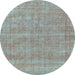 Round Abstract Light Blue Modern Rug, abs1770lblu