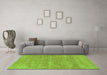 Machine Washable Abstract Green Modern Area Rugs in a Living Room,, wshabs1770grn