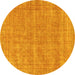 Round Abstract Yellow Modern Rug, abs1770yw