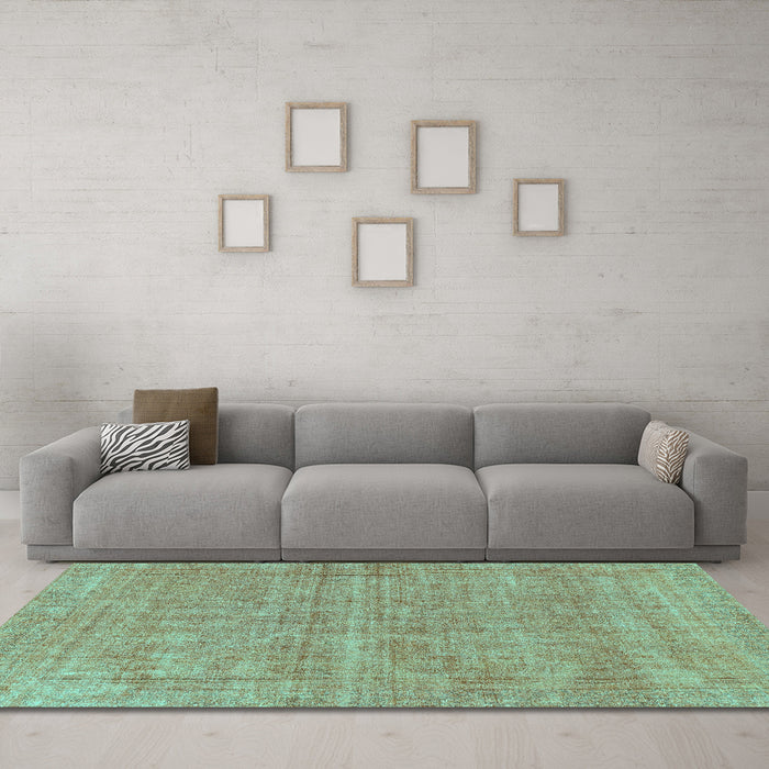 Machine Washable Abstract Turquoise Modern Area Rugs in a Living Room,, wshabs1770turq