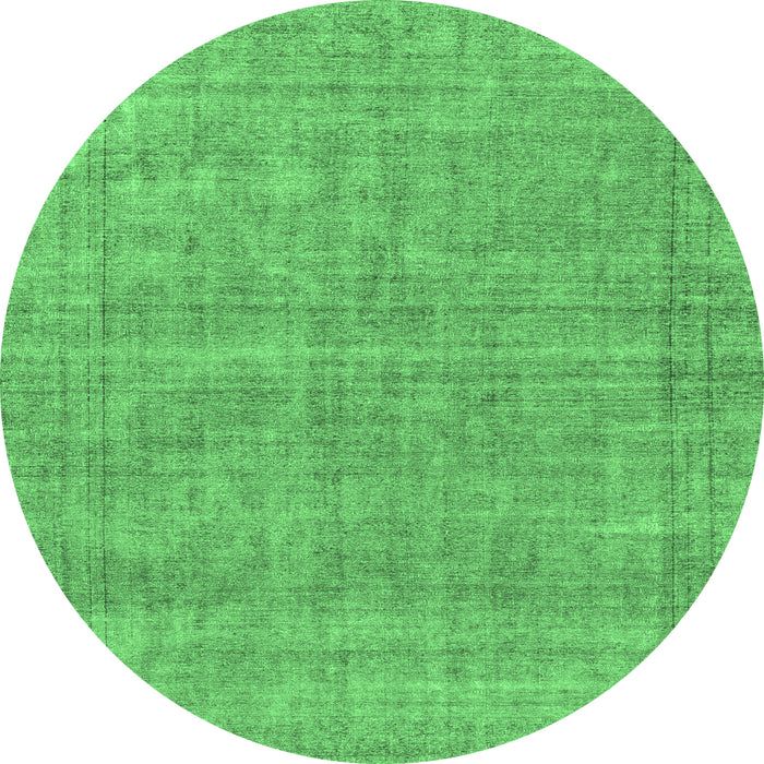 Round Machine Washable Abstract Emerald Green Modern Area Rugs, wshabs1770emgrn