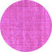 Round Machine Washable Abstract Purple Modern Area Rugs, wshabs1770pur