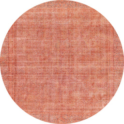 Round Machine Washable Abstract Bright Orange Rug, wshabs1770