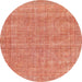 Round Machine Washable Abstract Bright Orange Rug, wshabs1770