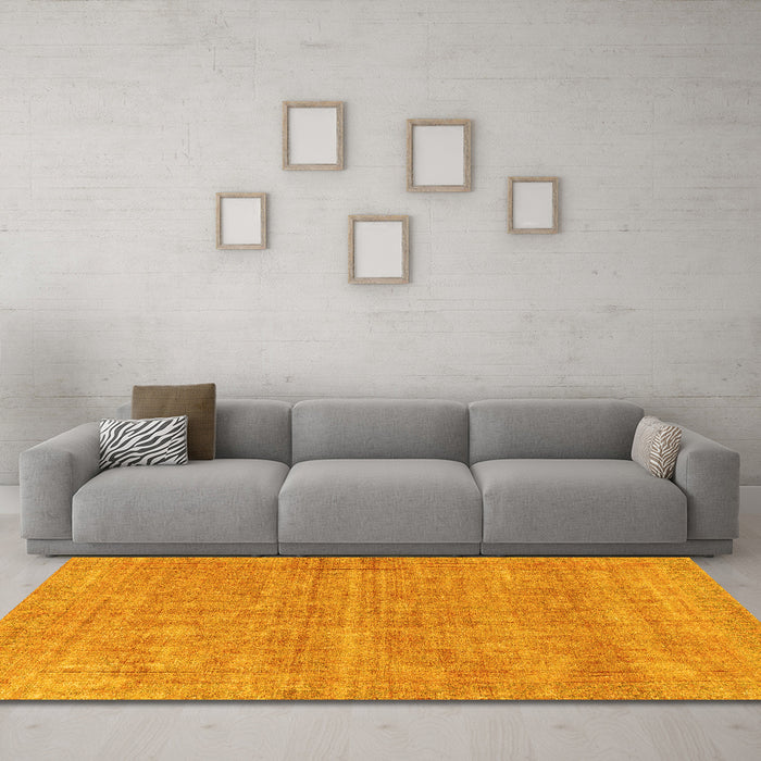 Machine Washable Abstract Yellow Modern Rug in a Living Room, wshabs1770yw
