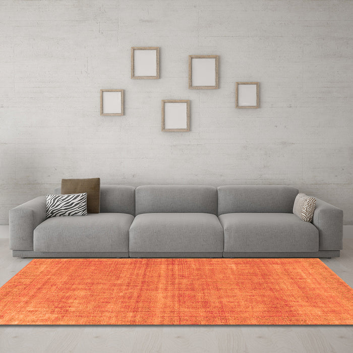Machine Washable Abstract Orange Modern Area Rugs in a Living Room, wshabs1770org
