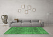 Machine Washable Abstract Emerald Green Modern Area Rugs in a Living Room,, wshabs1771emgrn