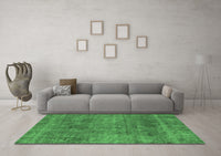 Machine Washable Abstract Emerald Green Modern Rug, wshabs1771emgrn