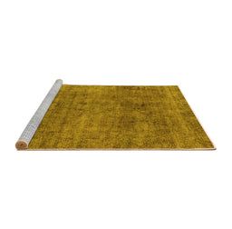 Sideview of Machine Washable Abstract Yellow Modern Rug, wshabs1771yw