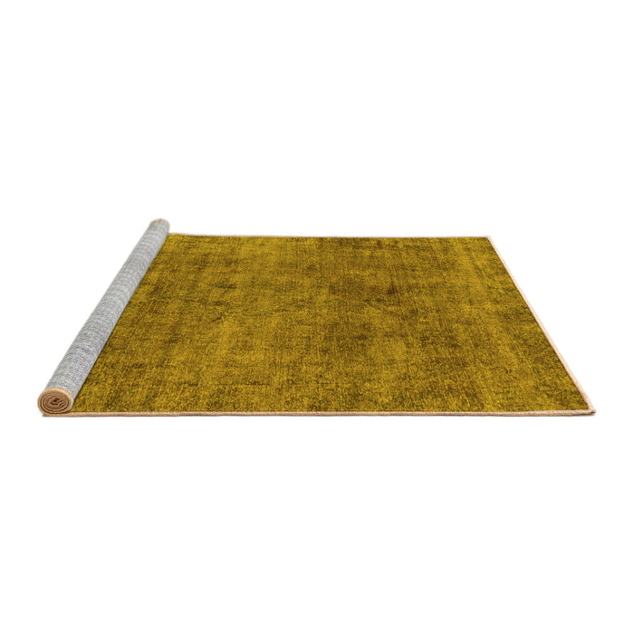 Sideview of Machine Washable Abstract Yellow Modern Rug, wshabs1771yw