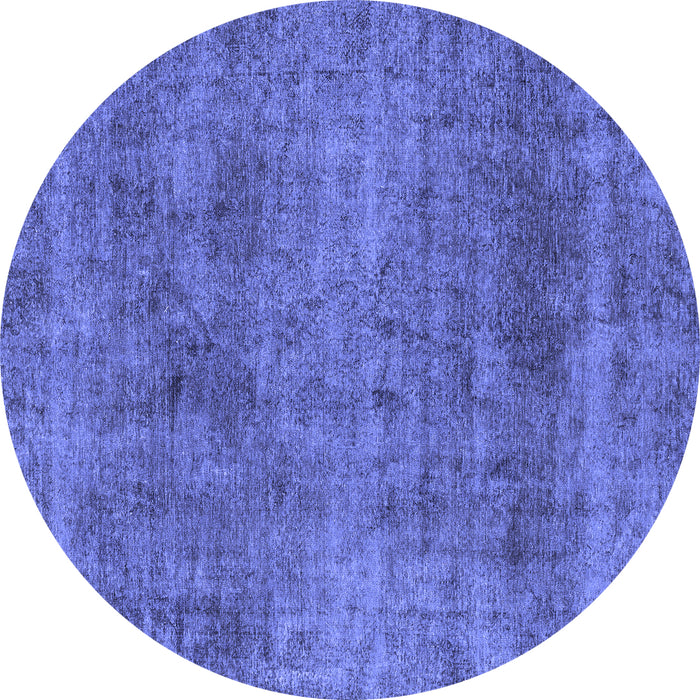 Round Machine Washable Abstract Blue Modern Rug, wshabs1771blu