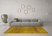 Machine Washable Abstract Yellow Modern Rug in a Living Room, wshabs1771yw