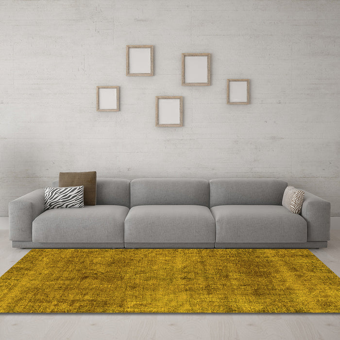 Machine Washable Abstract Yellow Modern Rug in a Living Room, wshabs1771yw