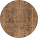 Round Abstract Brown Modern Rug, abs1771brn