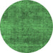 Round Abstract Emerald Green Modern Rug, abs1771emgrn