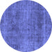 Round Abstract Blue Modern Rug, abs1771blu