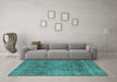 Machine Washable Abstract Turquoise Modern Area Rugs in a Living Room,, wshabs1771turq