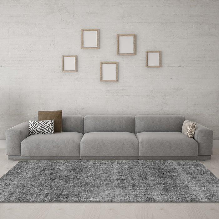 Machine Washable Abstract Gray Modern Rug in a Living Room,, wshabs1771gry