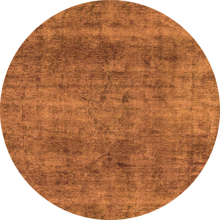 Round Machine Washable Abstract Orange Modern Area Rugs, wshabs1771org