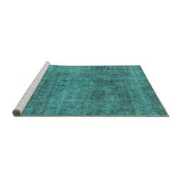 Sideview of Machine Washable Abstract Turquoise Modern Area Rugs, wshabs1771turq