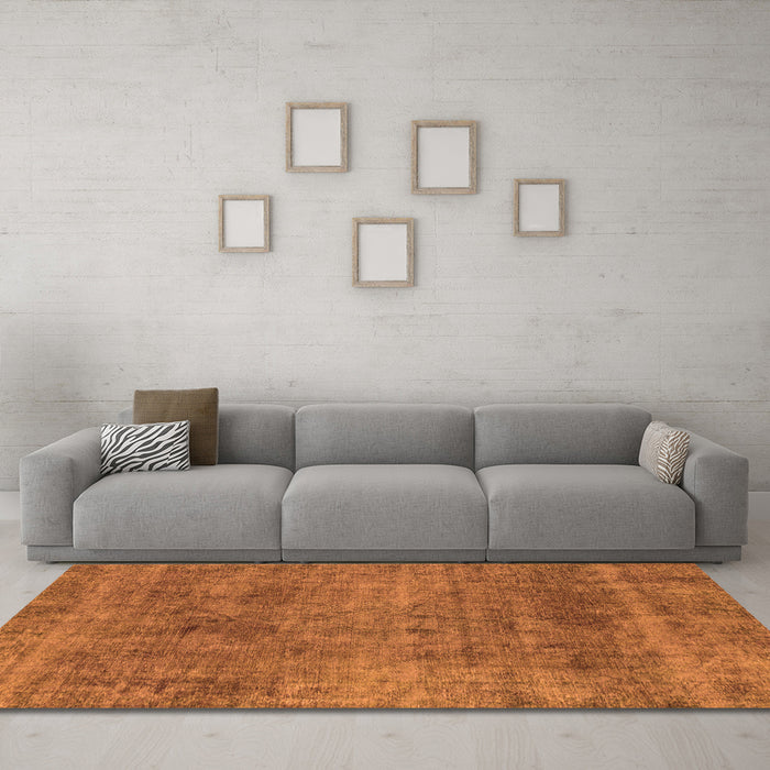 Machine Washable Abstract Orange Modern Area Rugs in a Living Room, wshabs1771org