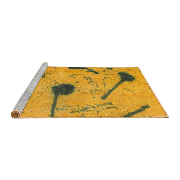 Sideview of Machine Washable Abstract Cinnamon Brown Rug, wshabs1772