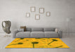 Machine Washable Abstract Yellow Modern Rug in a Living Room, wshabs1772yw