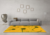 Machine Washable Abstract Yellow Modern Rug, wshabs1772yw