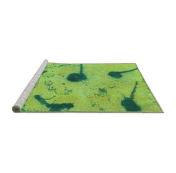 Sideview of Machine Washable Abstract Turquoise Modern Area Rugs, wshabs1772turq