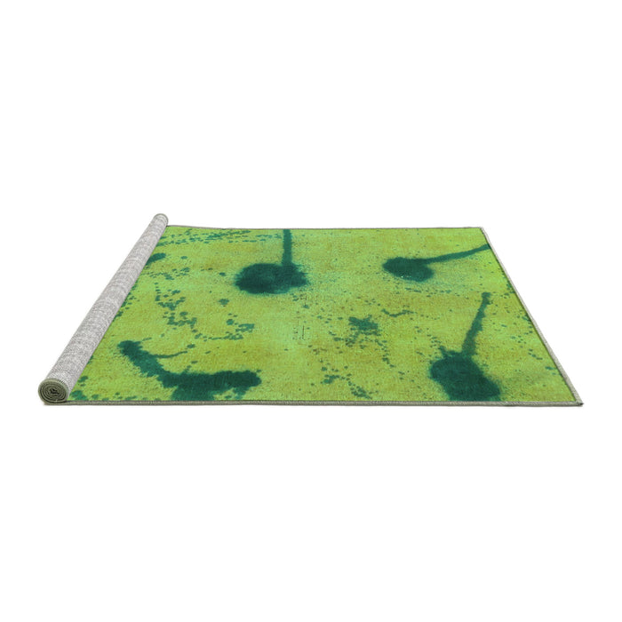 Sideview of Machine Washable Abstract Turquoise Modern Area Rugs, wshabs1772turq