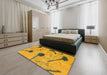 Abstract Cinnamon Brown Modern Rug in a Bedroom, abs1772