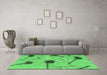 Machine Washable Abstract Emerald Green Modern Area Rugs in a Living Room,, wshabs1772emgrn