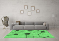 Machine Washable Abstract Emerald Green Modern Rug, wshabs1772emgrn