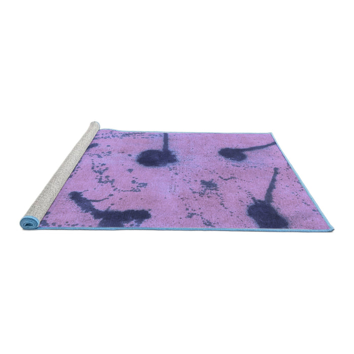 Sideview of Machine Washable Abstract Blue Modern Rug, wshabs1772blu