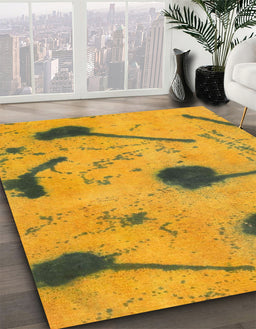 Machine Washable Abstract Cinnamon Brown Rug in a Family Room, wshabs1772