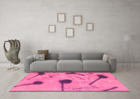 Machine Washable Abstract Pink Modern Rug, wshabs1772pnk