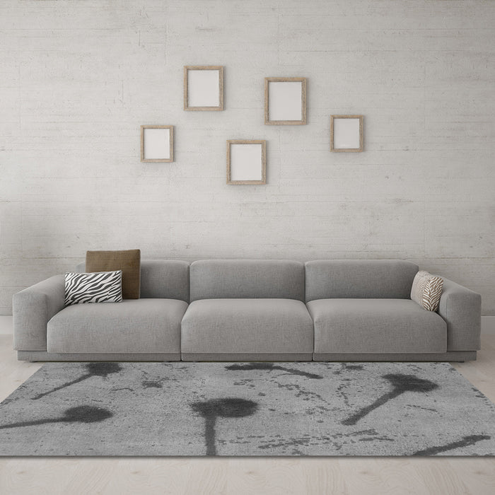 Machine Washable Abstract Gray Modern Rug in a Living Room,, wshabs1772gry
