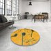 Round Machine Washable Abstract Cinnamon Brown Rug in a Office, wshabs1772