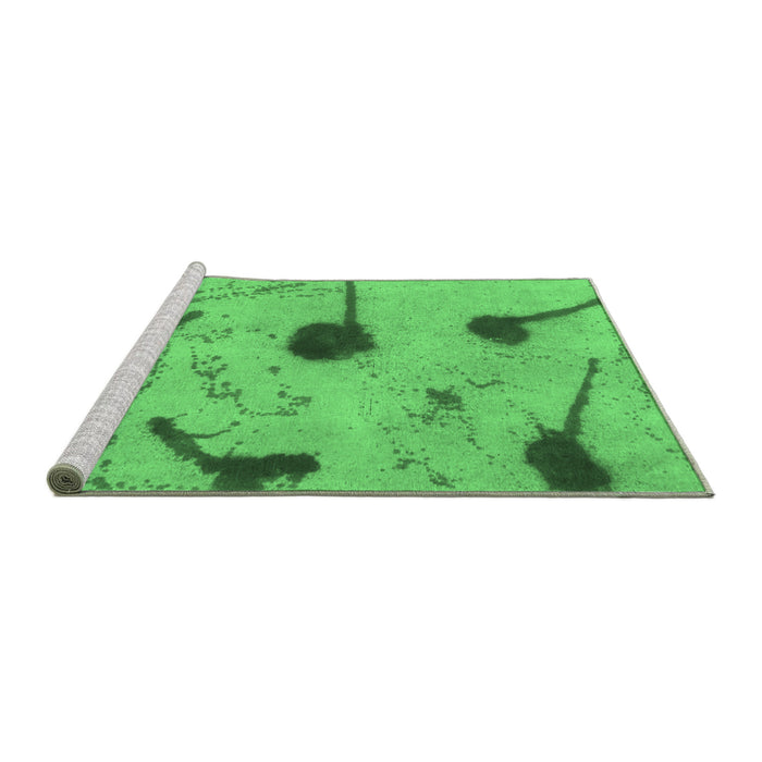 Sideview of Machine Washable Abstract Emerald Green Modern Area Rugs, wshabs1772emgrn