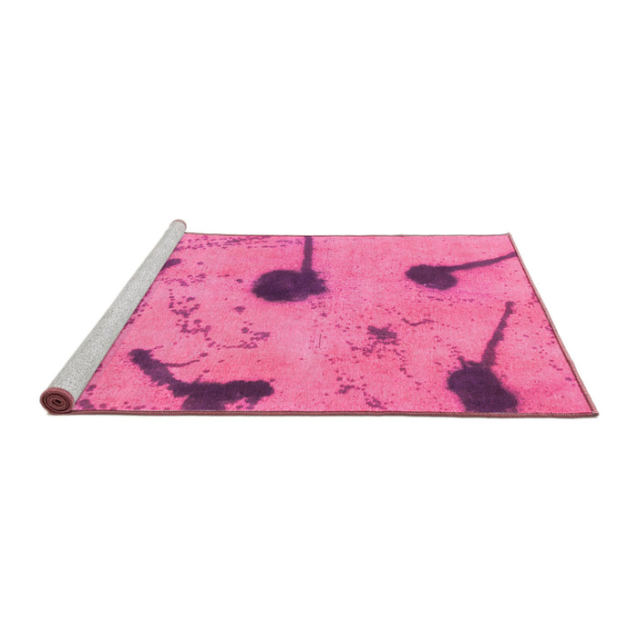Sideview of Machine Washable Abstract Pink Modern Rug, wshabs1772pnk