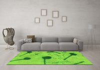 Machine Washable Abstract Green Modern Rug, wshabs1772grn