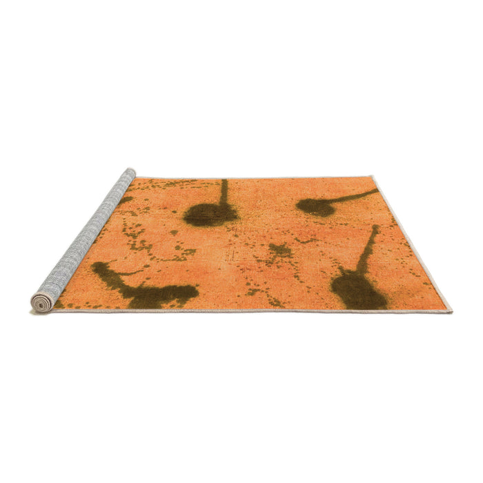 Sideview of Machine Washable Abstract Orange Modern Area Rugs, wshabs1772org