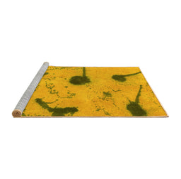 Sideview of Machine Washable Abstract Yellow Modern Rug, wshabs1772yw