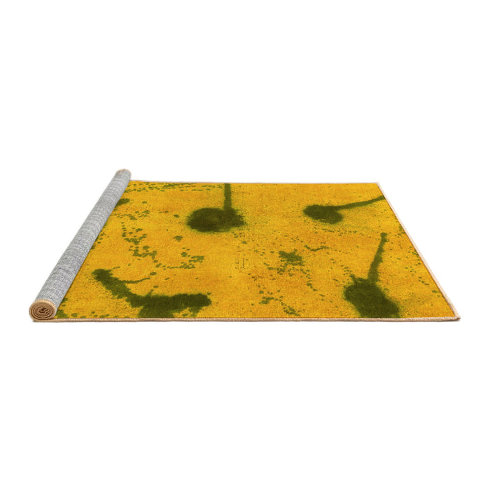 Sideview of Machine Washable Abstract Yellow Modern Rug, wshabs1772yw