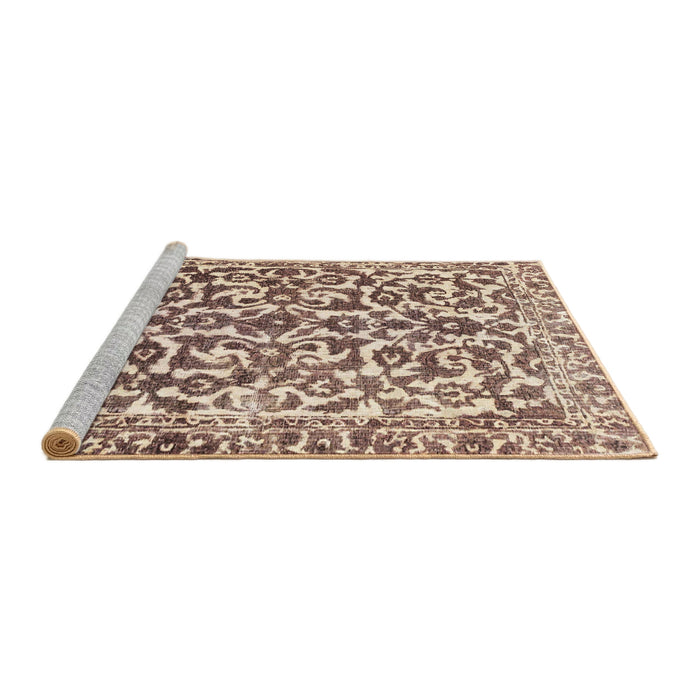 Sideview of Machine Washable Abstract Chestnut Brown Rug, wshabs1773