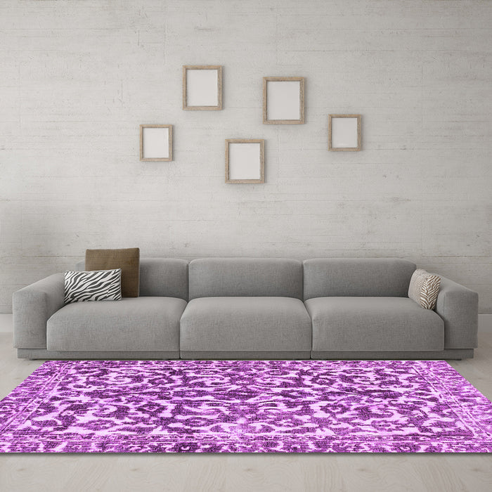 Machine Washable Abstract Purple Modern Area Rugs in a Living Room, wshabs1773pur