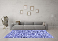 Machine Washable Abstract Blue Modern Rug, wshabs1773blu