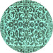 Round Abstract Turquoise Modern Rug, abs1773turq