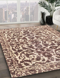 Abstract Chestnut Brown Modern Rug, abs1773